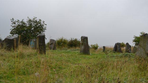 The 17 standing stones look part of the Glasgow landscape