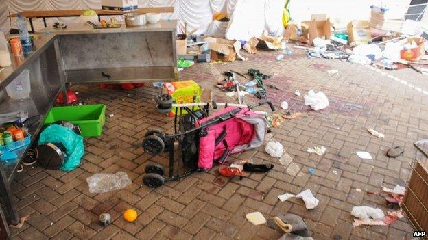 A scene from Westgate shopping centre in Nairobi, showing up upturned pram