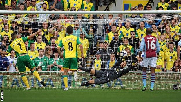 Robert Snodgrass penalty saved by Brad Guzan