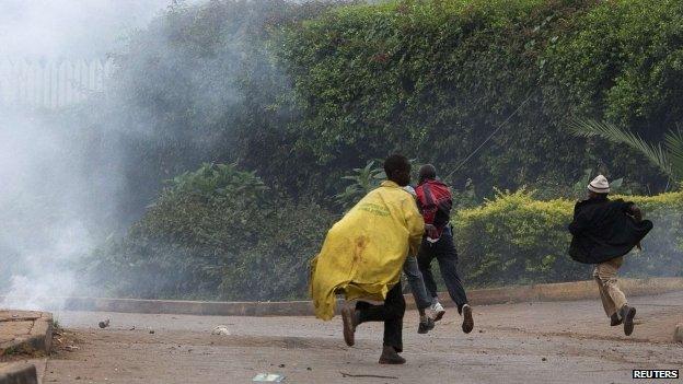 People near Westgate run as police fire tear gas to disperse crowds