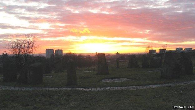 Sunset at the Sighthill stone circle