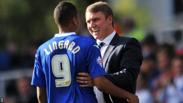 Jesse Lingard and Birmingham City manager Lee Clark