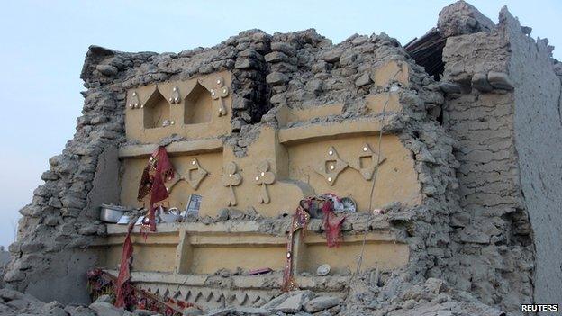 Rubble of a house in Awaran, Balochistan, on 25 September 2013