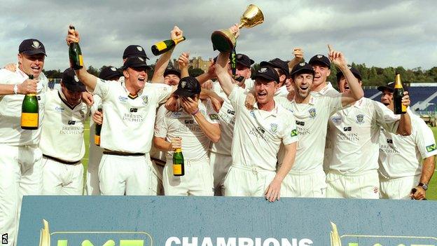 Durham with the County Championship cup in 2013