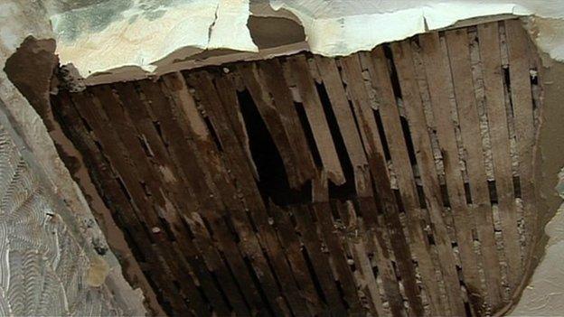 Hole in ceiling of house