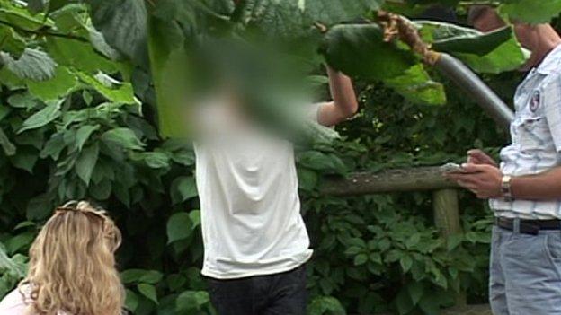 Jo Taylor with migrant workers