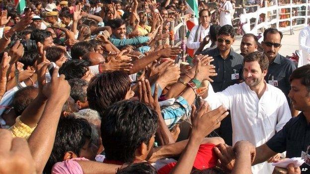 Congress party leader Rahul Gandhi during an election rally in Baran, in Rajasthan, Tuesday, Sept. 17, 2013