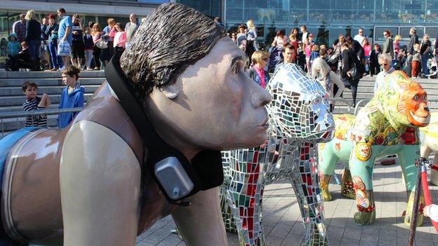 Gorilla statues outside Forum in Norwich