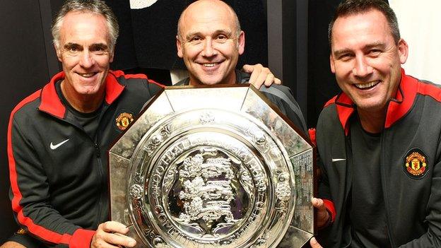 Eric Steele (left), Mike Phelan and Rene Meulensteen