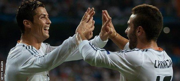 Real Madrid's Cristiano Ronaldo scores in the win over FC Copenhagen