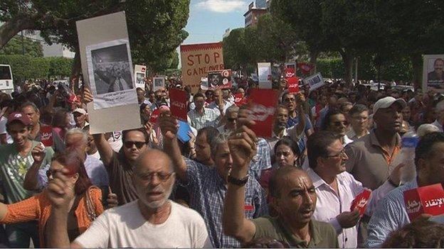 Anti-government demonstration in Tunis.