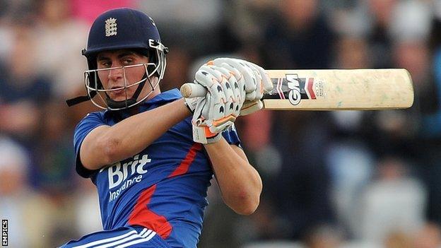 England's Alex Hales on the attack against West Indies