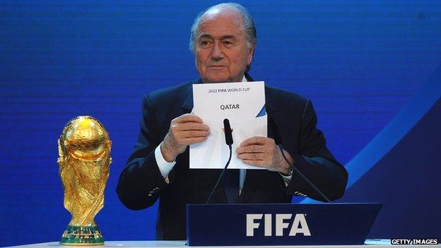 Fifa president Sepp Blatter announces that Qatar will host the 2022 World Cup