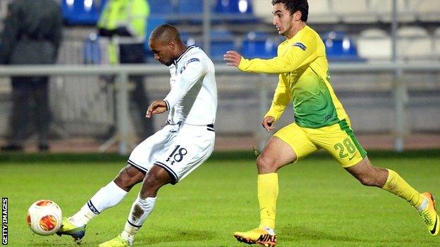 Tottenham's Jermain Defoe scoring against Anzhi Makhachkala