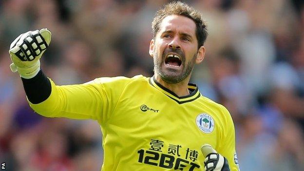 Wigan goalkeeper Scott Carson