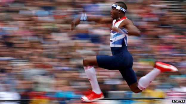 Phillips Idowu competes in the men's triple jump qualification during the London 2012 Olympic Games