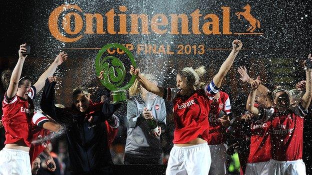 Arsenal celebrate winning Continental Cup