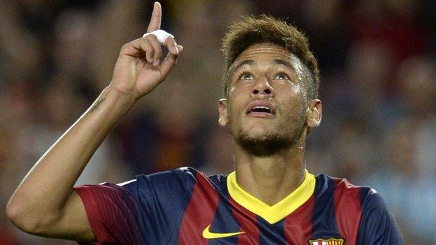 Neymar celebrates for Barcelona