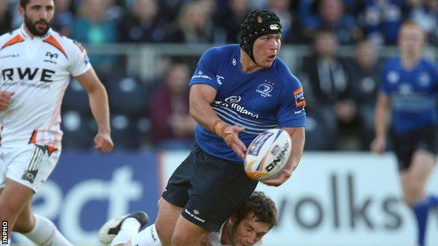 Richardt Strauss in action for Leinster against the Ospreys last month