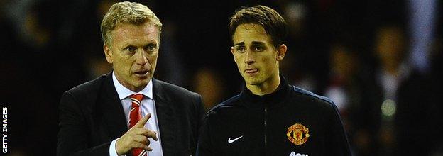 Manchester United manager David Moyes (left) with Adnan Januzaj