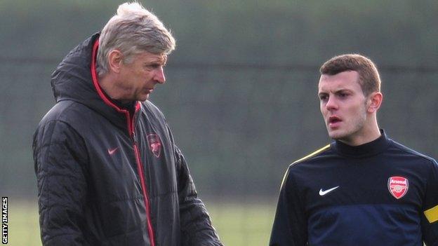 Arsenal manager Arsene Wenger and midfielder Jack Wilshere