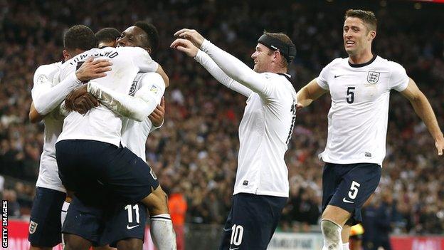 England celebrate Andros Townsend's goal