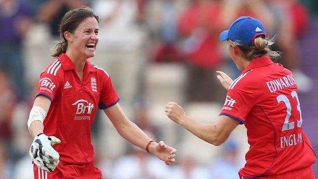 England's Lydia Greenway and Charlotte Edwards