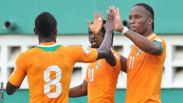 Ivory Coast internationals Salomon Kalou, Gervinho and Didier Drogba