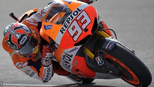 Marc Marquez during his second place in Sepang that leaves him 43 points clear in the MotoGP series