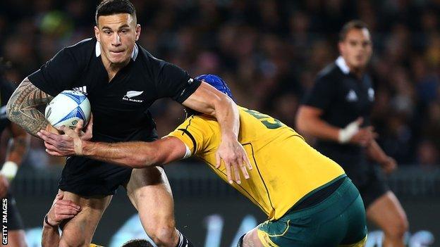 Sonny Bill Williams playing for the All Blacks against Australia