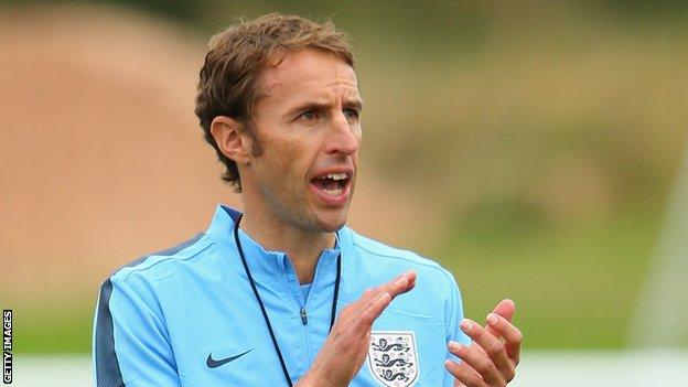 Gareth Southgate in England U21 training