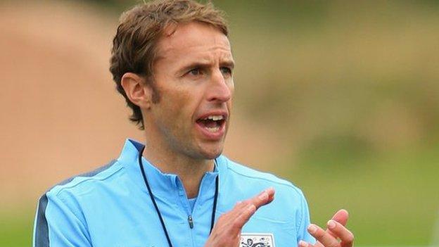 Gareth Southgate in England U21 training