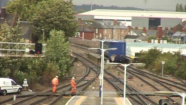 Scene of the derailment on London Road, Gloucester