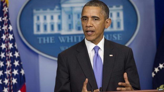 President Barack Obama speaks at the White House after the Senate voted to end the Government shutdown.
