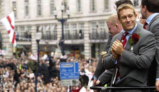 Jonny Wilkinson at England's rugby union World Cup victory parade