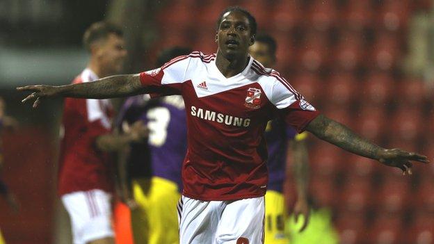 Nile Ranger celebrates Swindon's opener against Notts County