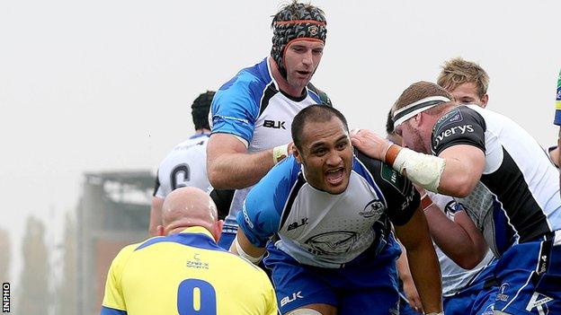 George Naoupu shows his delight after scoring Connacht's first-half try