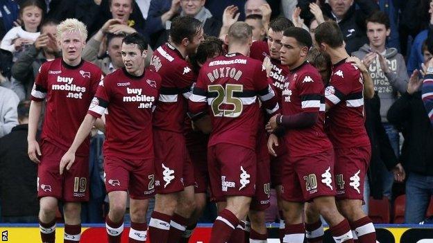 Derby County celebrate scoring