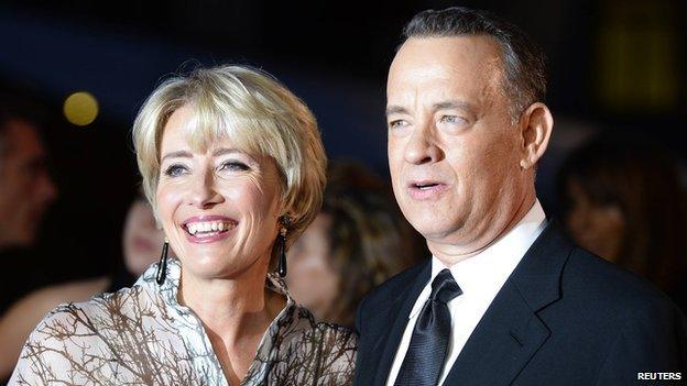 Emma Thompson and Tom Hanks arrive for the world premiere of Saving Mr Banks in London