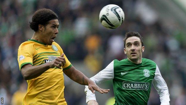 Virgil van Dijk (left) in action against Hibs