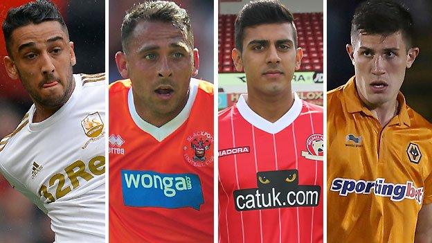 Neil Taylor (left), Michael Chopra (second left), Malvind Benning (second right) and Danny Batth