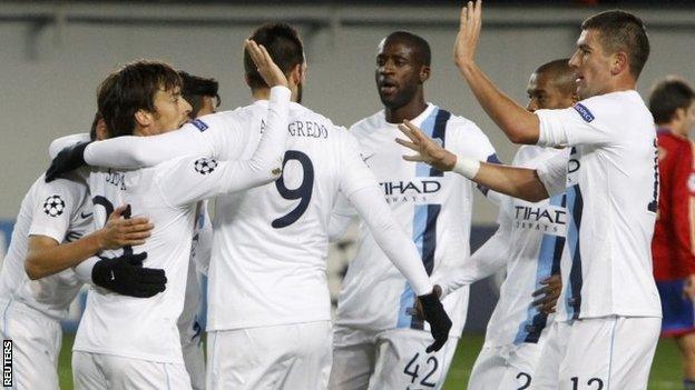 Manchester City celebrate their opener