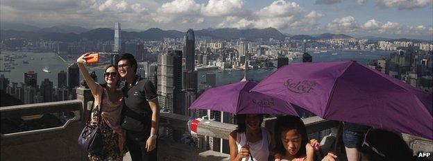 Chinese tourists in Hong Kong