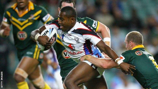 Akuila Uate in action for Fiji at the 2008 World Cup