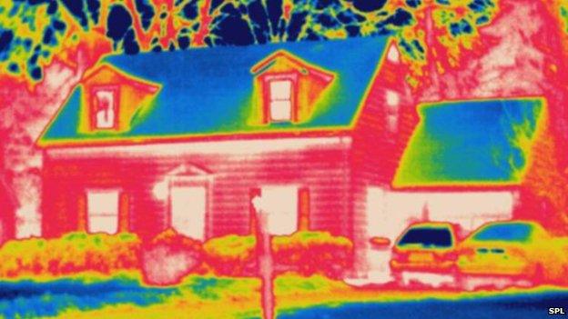 Thermal image of a house