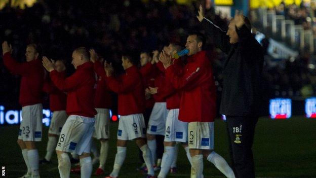 Inverness boss Terry Butcher and his players salute the fans