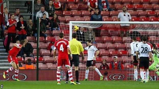 Rickie Lambert heads Southampton in front against Fulham