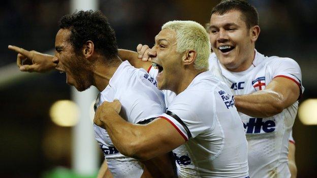 England celebrate in Cardiff