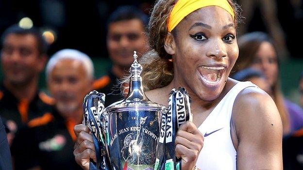 Serena Williams celebrates her WTA Championships triumph