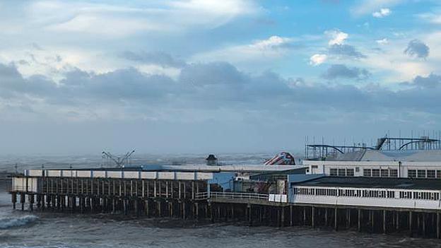 Clacton Pier's helter-skelter hit by storm